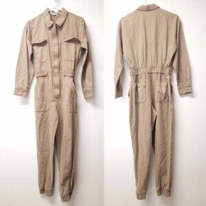 YFB Long Sleeve Denim Jumpsuit Size S Tan